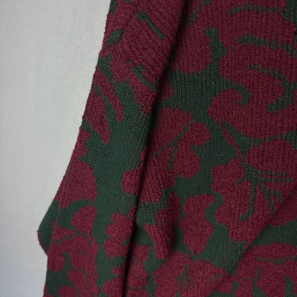 Vintage 90s Metropolis Sweater Men's Medium Floral Leaf Pattern Cottagecore